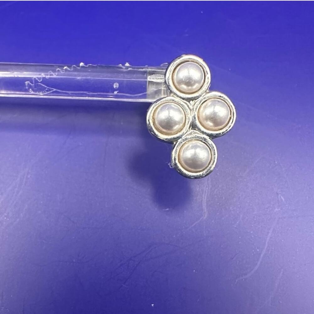 Lia Sophia Earring White Silver Preppy Minimalist Summer Faux Pearl Cluster